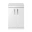 Nuie Athena 600mm 2 Door Floor Standing Cabinet & Worktop - Gloss White
