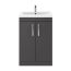 Nuie Athena 600mm 2 Door Floor Standing Cabinet & Mid-Edge Basin - Gloss Grey