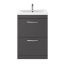 Nuie Athena 600mm 2 Drawer Floor Standing Cabinet & Mid-Edge Basin - Gloss Grey