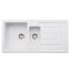 Abode Acton Ceramic Inset Sink with 1.5 Bowl, Drainer & Kit 1000mm - White