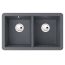 Abode Matrix SQ GR15 Granite Undermount Sink with 2 Bowl & Kit 758mm - Grey Metallic