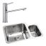 Abode Matrix Stainless Steel 1.5 Bowl Undermount Sink 572mm & Specto Mixer Tap - Left Hand