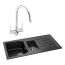 Abode Oriel Black Granite 1.5 Bowl Inset Sink 950mm & Nexa Mixer Tap