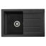 Abode Xcite Granite Inset Sink with 1 Bowl, Drainer & Kit 780mm - Black Metallic