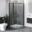 900mm x 900mm Double Sliding Door Black Quadrant Shower Enclosure and Shower Tray