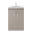 Nuie Athena 600mm 2 Door Floor Standing Cabinet & Minimalist Basin - Stone Grey