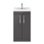 Nuie Athena 500mm 2 Door Floor Standing Cabinet & Thin-Edge Basin - Gloss Grey