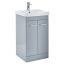 Ella Rowe Meubles 600mm Freestanding 2 Door Vanity Unit & Basin - Gloss Pebble Grey