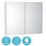 Eternia Byron Waterproof 2 Door Mirrored Cabinet 900mm x 750mm - White