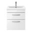 Nuie Athena 500mm 2 Drawer Wall Hung Cabinet & Mid-Edge Basin - Gloss White