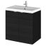 Hudson Reed Fusion Wall Hung 500mm 2 Door Vanity Unit & Ceramic Basin - Charcoal Black Woodgrain