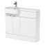 Hudson Reed Fusion Slimline 1000mm Combination Toilet & Basin Unit with Left Hand Semi Recessed Round Basin - Gloss White