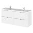 Hudson Reed Fusion Wall Hung 1200mm 4 Drawer Vanity Unit & Double Ceramic Basin - Gloss White