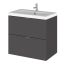 Hudson Reed Fusion Wall Hung 600mm 2 Drawer Vanity Unit & Ceramic Basin - Gloss Grey