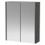 Hudson Reed Juno 2 Door Mirrored Cabinet 600mm x 715mm - Graphite Grey Woodgrain