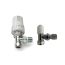 Kartell Angled K-Therm Style Thermostatic & Lockshield Radiator Valve Twin Pack - White and Chrome
