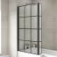 Nuie 1400 x 805mm Pacific L-Shape Black Framed Square Bath Screen with Fixed Return