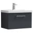 Nuie Arno 800mm Wall Hung 1 Drawer Vanity Unit & Curved Basin - Satin Anthracite