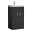 Nuie Athena 500mm 2 Door Floor Standing Cabinet & Thin-Edge Basin - Charcoal Black Woodgrain