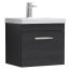 Nuie Athena 800mm Wall Hung Cabinet & Minimalist Basin - Charcoal Black Woodgrain
