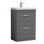 Nuie Athena 600mm 2 Drawer Freestanding Cabinet & Curved Basin - Anthracite Woodgrain