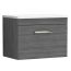 Nuie Athena 600mm Wall Hung Cabinet & Sparkling White Worktop - Anthracite Woodgrain