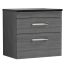 Nuie Athena 800mm 2 Drawer Wall Hung Cabinet & Sparkling Black Worktop - Anthracite Woodgrain
