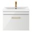 Nuie Athena 500mm 1 Drawer Wall Hung Vanity Unit With Basin & Brass D Handle - Gloss Grey Mist