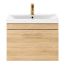 Nuie Athena 600mm 1 Drawer Wall Hung Vanity Unit With Basin & Brass D Handle - Natural Oak