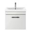 Nuie Athena 600mm 1 Drawer Wall Hung Vanity Unit With Basin & D Shaped Handle - Gloss Grey Mist