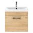 Nuie Athena 600mm 1 Drawer Wall Hung Vanity Unit With Basin & D Shaped Handle - Natural Oak
