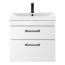 Nuie Athena 600mm 2 Drawer Wall Hung Vanity Unit With Basin & Black D Handle - Gloss White