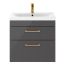 Nuie Athena 600mm 2 Drawer Wall Hung Vanity Unit With Basin & Brass D Handle - Gloss Grey