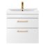 Nuie Athena 500mm 2 Drawer Wall Hung Vanity Unit With Basin & Brass D Handle - Gloss White