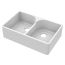 Nuie Butler Fireclay 2 Bowl Undermount Sink with Stepped Weir 795mm - White