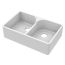 Nuie Butler Fireclay 2 Bowl Undermount Sink with Stepped Weir & Overflow 795mm - White