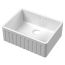 Nuie Butler Fluted Fireclay 1 Bowl Undermount Sink with Central Waste & Overflow 595mm - White