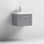 Nuie Deco 600mm 1 Drawer Wall Hung Vanity Unit & Thin Edge Basin - Satin Grey