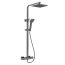 Nuie Square Thermostatic Shower Mixer with Fixed Head, Handset & Telescopic Kit - Brushed Gun Metal