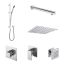 Nuie Windon Square Thermostatic Mixer Shower with Sliding Rail Kit Fixed Head & Body Jets - Chrome