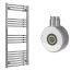 Reina Capo Electric Curved Towel Radiator with Chrome On / Off Touch Thermostatic Element 500mm x 1000mm - Chrome