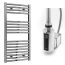 Reina Diva Electric Curved Towel Radiator with Chrome Touch Thermostatic Element 400mm x 1200mm - Chrome