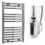 Reina Diva Electric Curved Towel Radiator with Chrome Touch Thermostatic Element 450mm x 800mm - Chrome