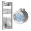 Reina Diva Electric Flat Towel Radiator with Chrome Weekly Thermostatic Element 750mm x 1200mm - Chrome