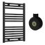 Reina Diva Electric Towel Radiator with Black On / Off Touch Thermostatic Element 600mm x 800mm - Black