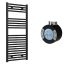 Reina Diva Electric Towel Radiator with Black Weekly Thermostatic Element 500mm x 1200mm - Black
