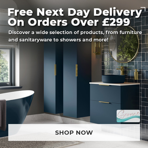 Free next day delivery over £299 on bathroom and kitchen furniture and more